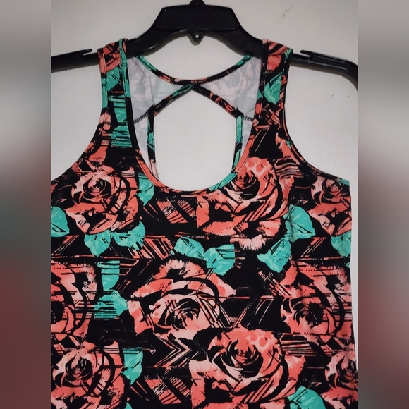 Mudd - Tank Top Floral Dress - Black, Pink, and Green - Size Large - Picture 4 of 5